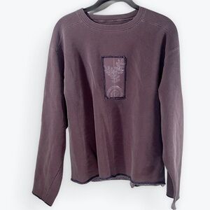 Authentic Pigment Plum Maroon Patch Long Sleeve Sweatshirt Top Size Medium